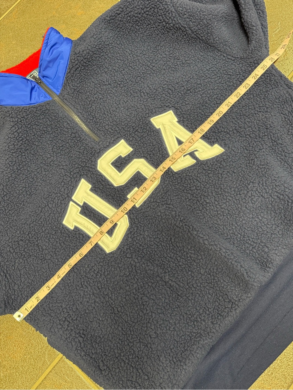 Polo Ralph Lauren Relaxed Fit Flag Fleece Pullover 1/4 Zip USA Blue Large Unisex - Picture 12 of 16